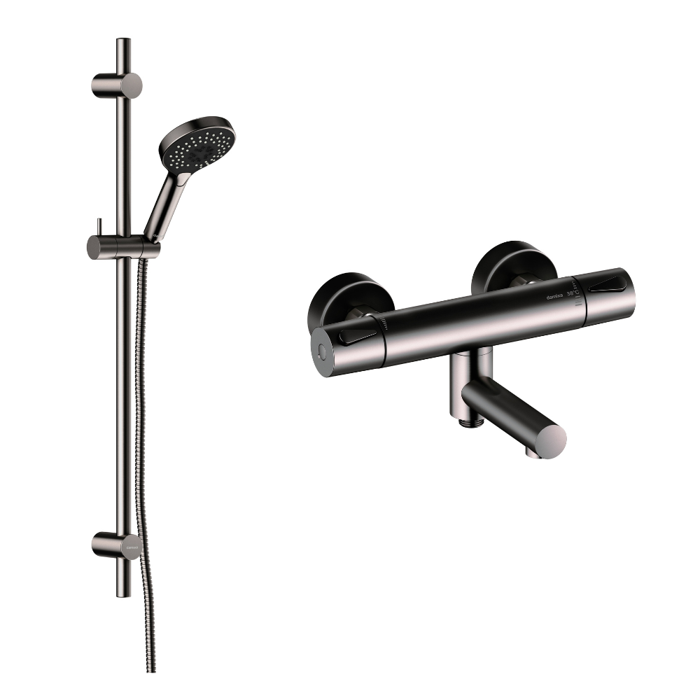 Damixa Silhouet Flex-suihkusetti+suihkutermostaatti, harjattu graf.harmaa