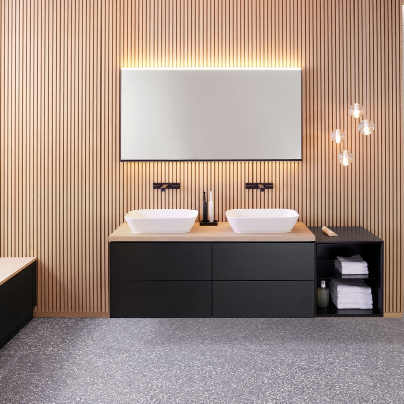 Geberit Option Plus Square-valopeili 120x70 cm Musta/Alumiini