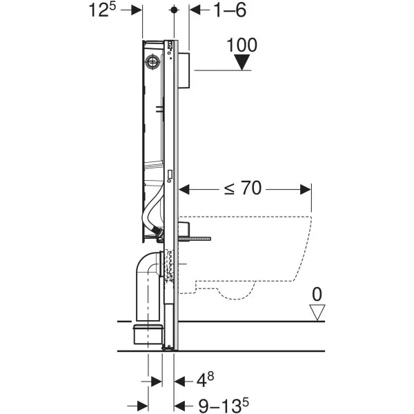 Geberit Duofix SAWA -seinä-wc-elementti, 112 cm