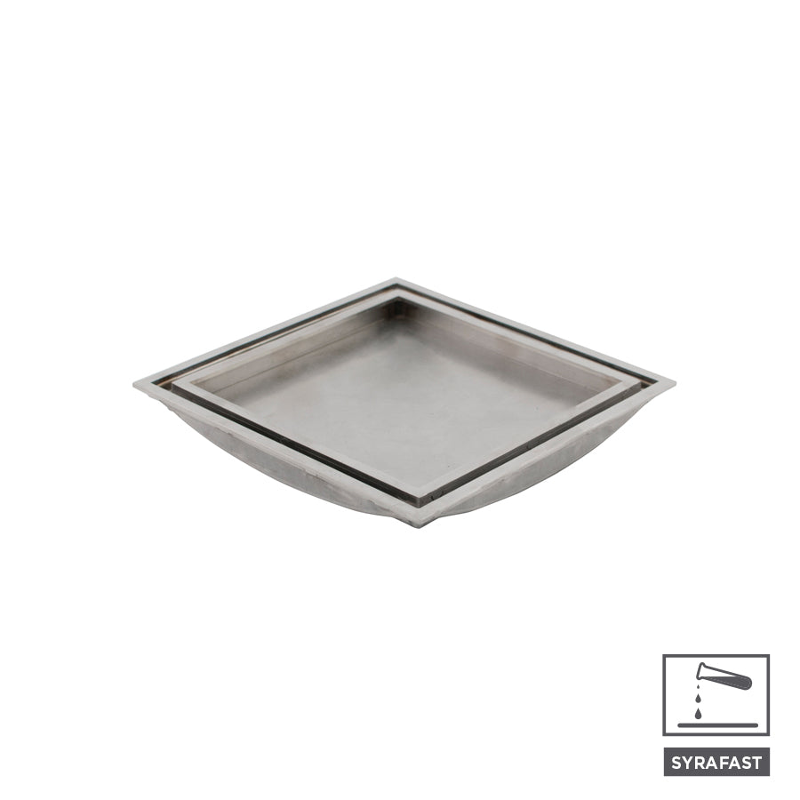 Tebo Tile insert laatoitettava lattiakaivon kansi harjattu teräs/musta 15x15cm