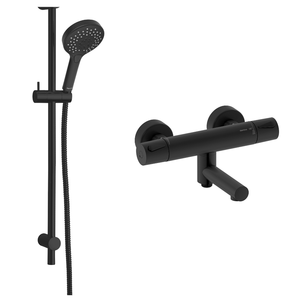 Damixa Silhouet Flex- suihkusetti + suihkutermostaatti Mattamusta