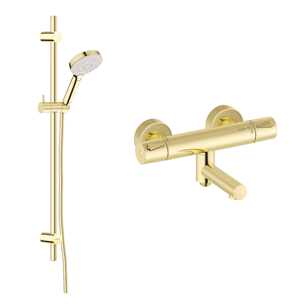 Damixa Silhouet Flex-suihkusetti+suihkutermostaatti, kiiltävä messinki