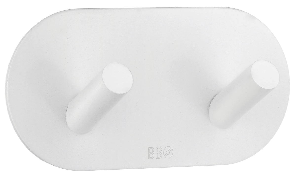 Beslagsboden BX1091 Design kaksoiskoukku, mattavalkoinen ruostumaton teräs, tarrakiinitys