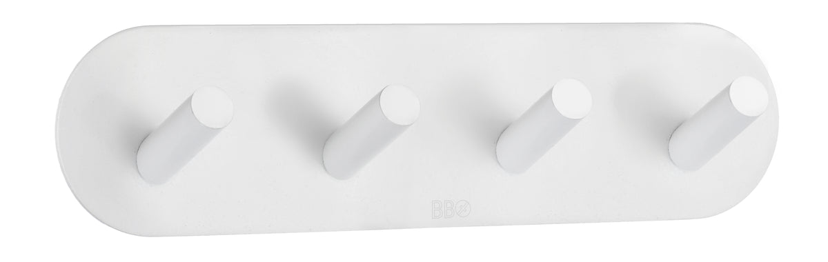 Beslagsboden BX1094 Design nelikoukku, mattavalkoinen ruostumaton teräs, tarrakiinnitys