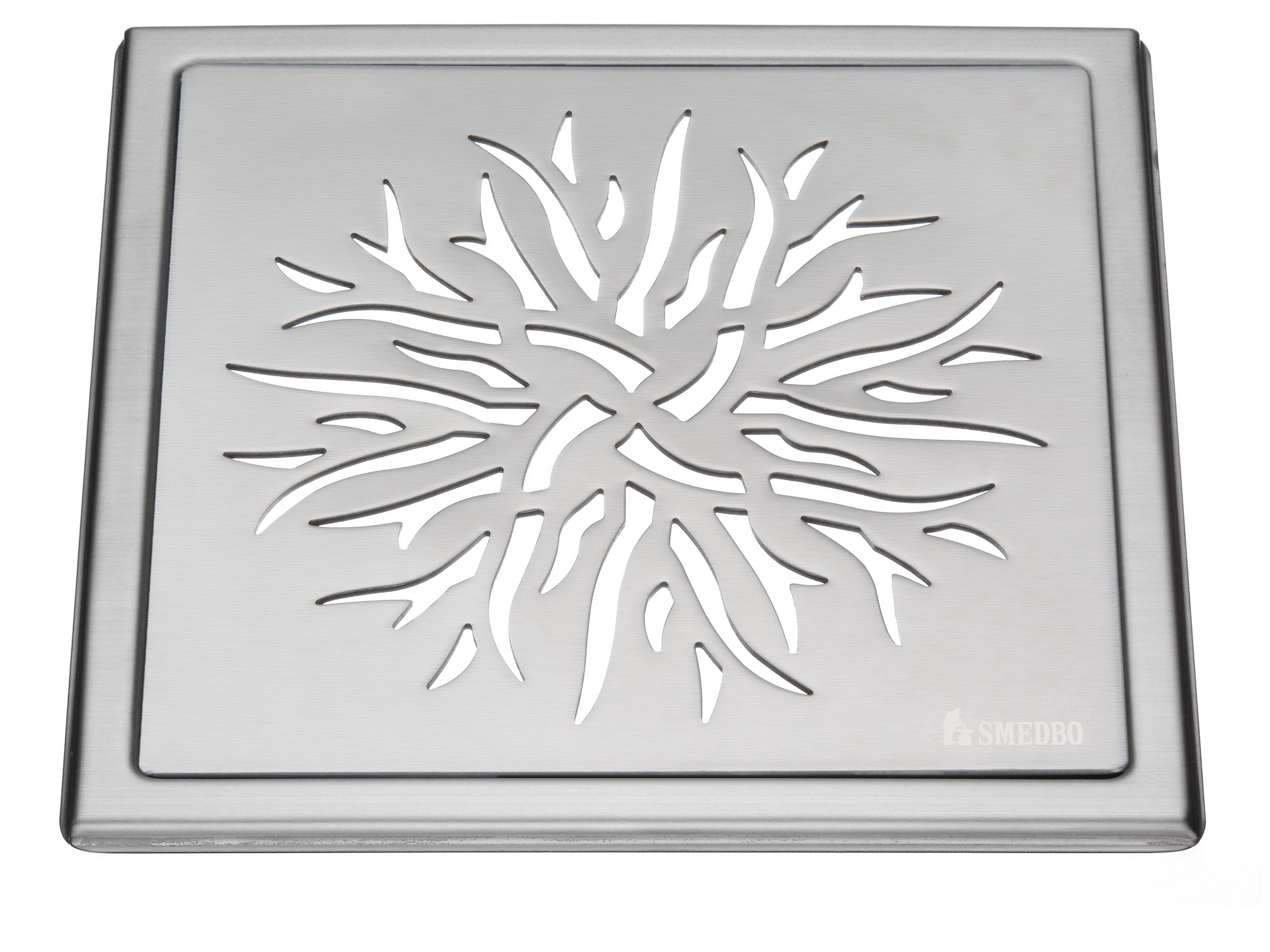 Lattiakaivon kansi Outline FS504 harjattu rosteri 200x200mm liekkikuviolla