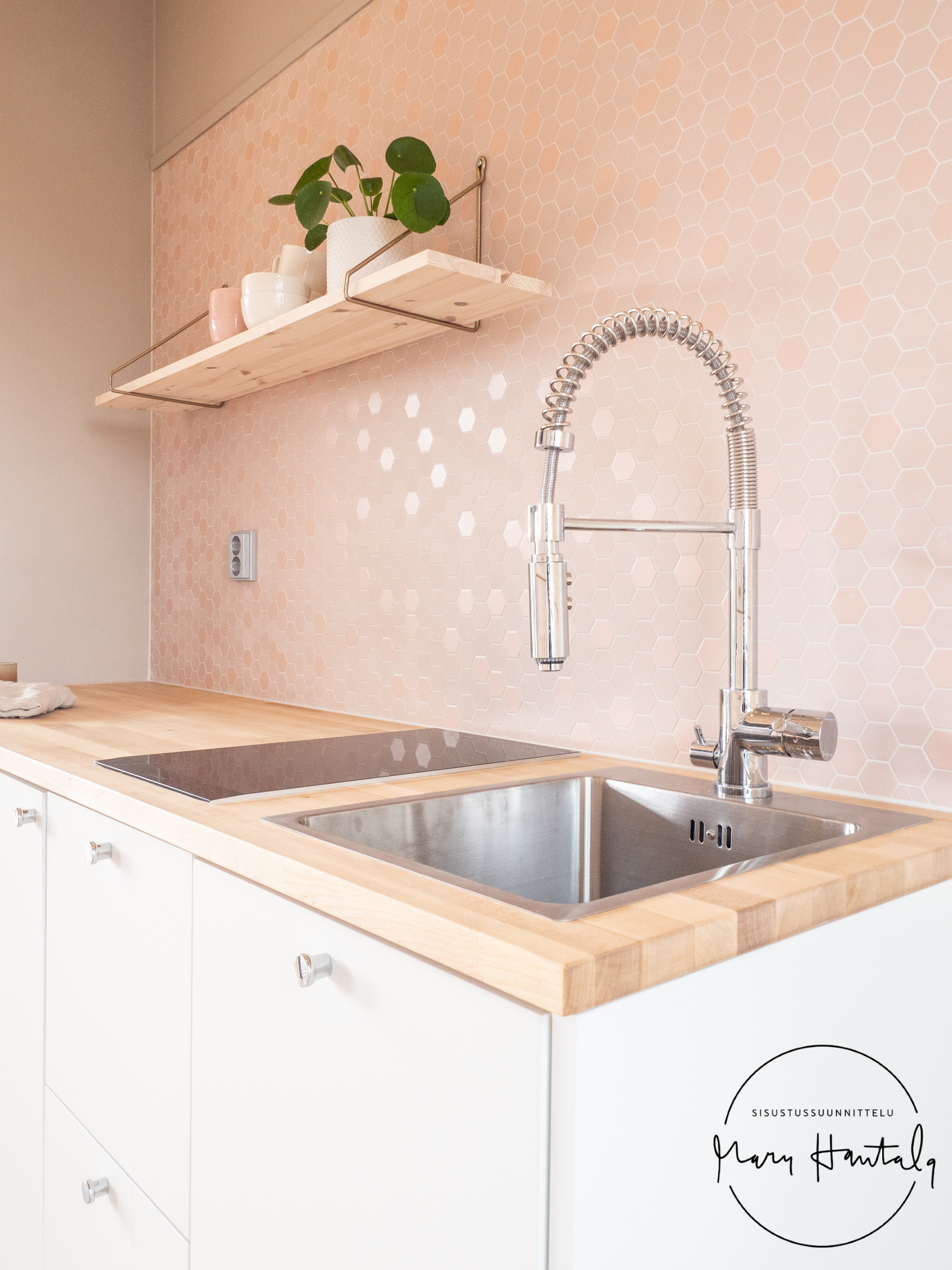 Hexa Rosy Blush 6-kulmainen mosaiikkilaatta